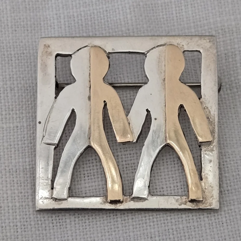 Brooch 925 & 14k Gold